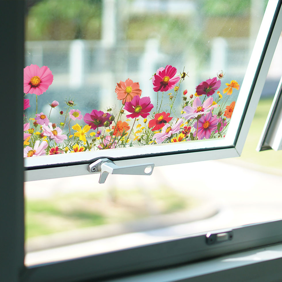 Thumbnail: Beautiful Colorful Flowers Wall Stickers Glass Windows Decor Mural Transparent R