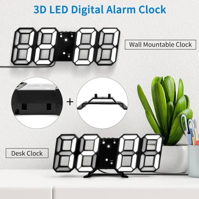 Thumbnail: Electronic Digital Wall Clock Living Room Bedroom Decoration Decor Watches Home