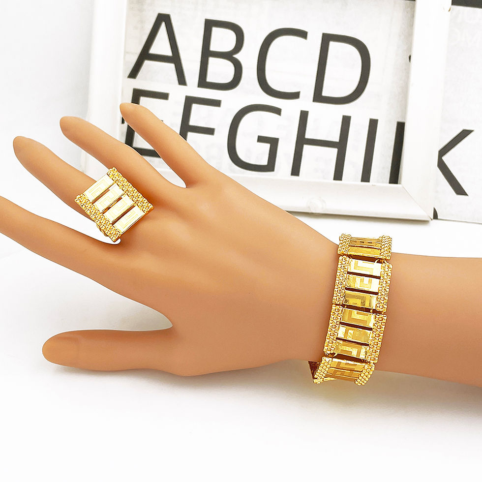 Thumbnail: Dubai Jewelry Set Women Luxury Design High-end Gold Plated Necklace Bangle Earri