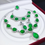 Thumbnail: Handmade Jade Diamond Jewelry set 925 Sterling Silver Wedding Ring Earring Neckl