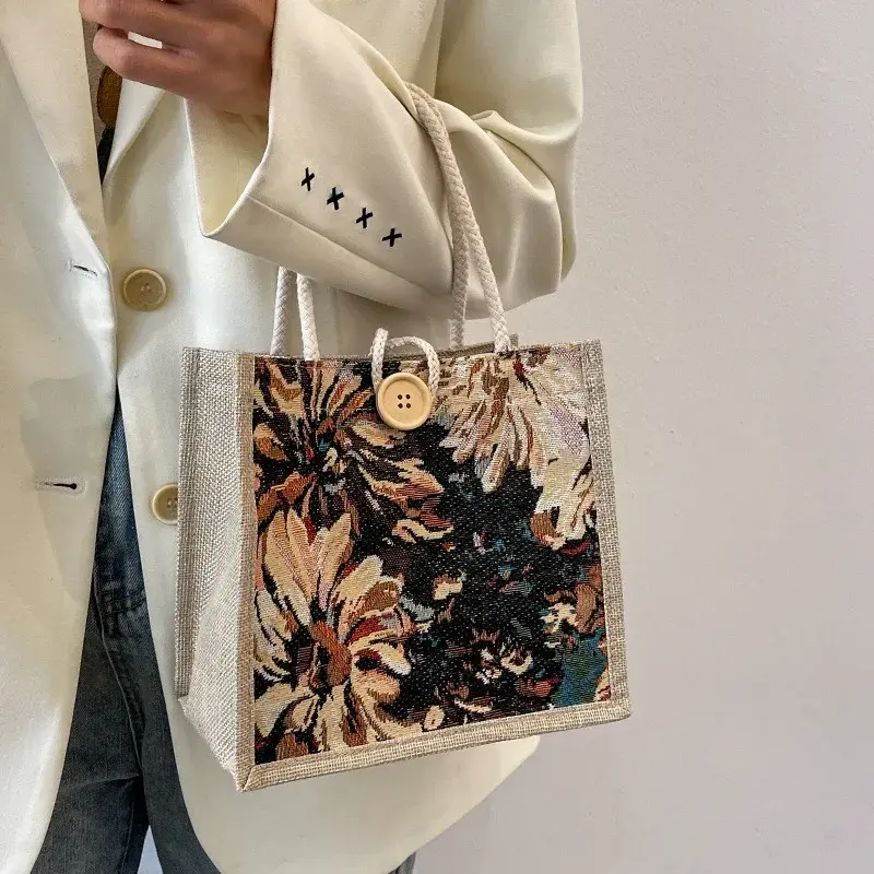 Thumbnail: 2026 Linen Bags Handbag For Women Shopper Tote Bag Fashion Designer Bag Convenie