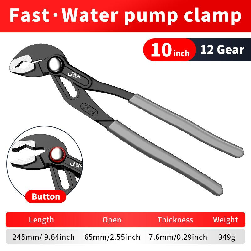 Thumbnail: Water Pump Pliers Quick-Release Plumbing Pliers Pipe Wrench Adjustable Water Pip