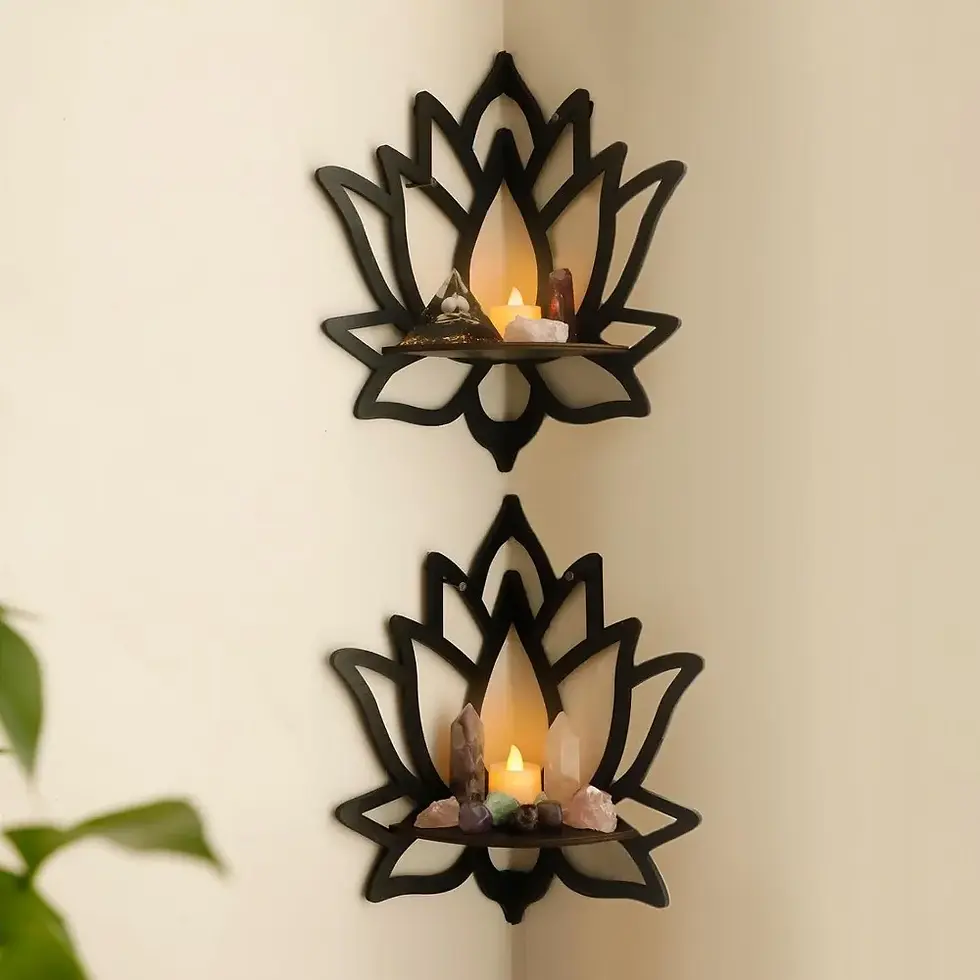 Thumbnail: Lotus Floating Wall Shelf Crystal Shelf Display Home Wood Decor Aesthetic Room D