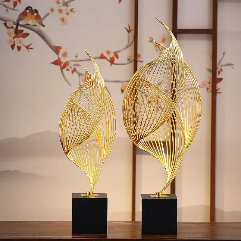 Thumbnail: Abstract Modern Decor  Metal Sculptur Art Golden Statue Living Room Home Decorat