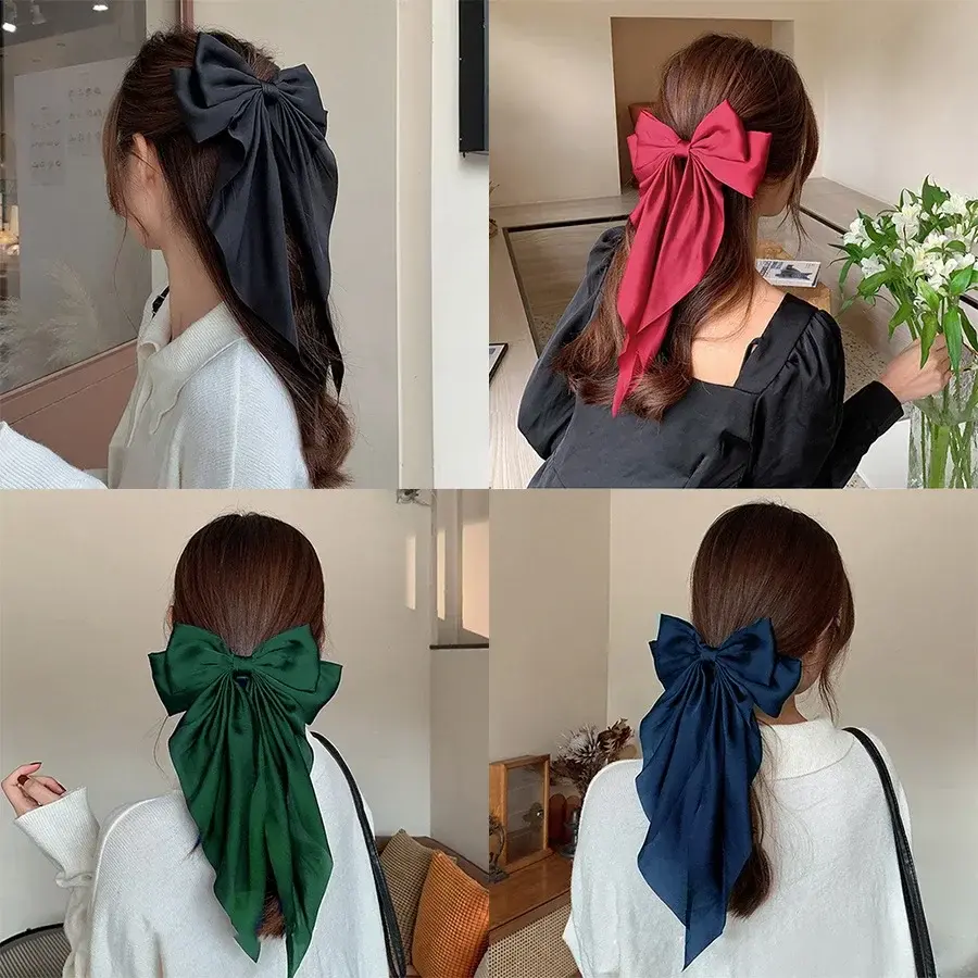 Thumbnail: 🎀 Korean Satin Big Bow Hair Clip for Women & Girls