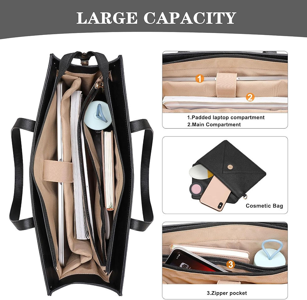 Thumbnail: Waterproof Laptop Bag 15.6 inch PU Leather Tote Bag for MacBook Air Pro HP Dell