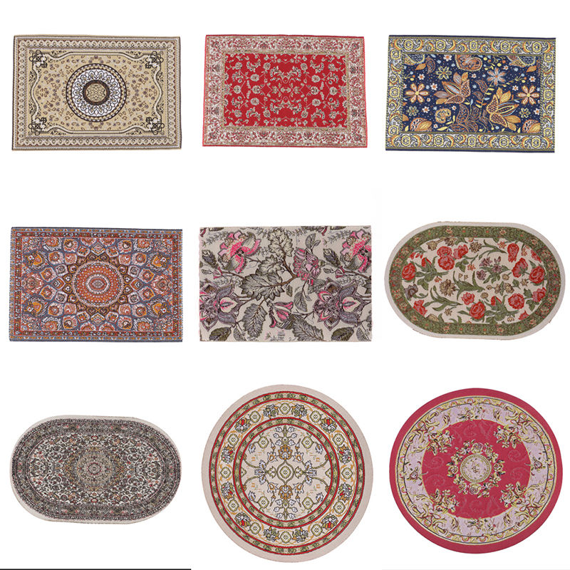 Thumbnail: 1Pc Turkish Style Toy Gift Dollhouse Miniature Floor Rug Cover Carpet Round Squa