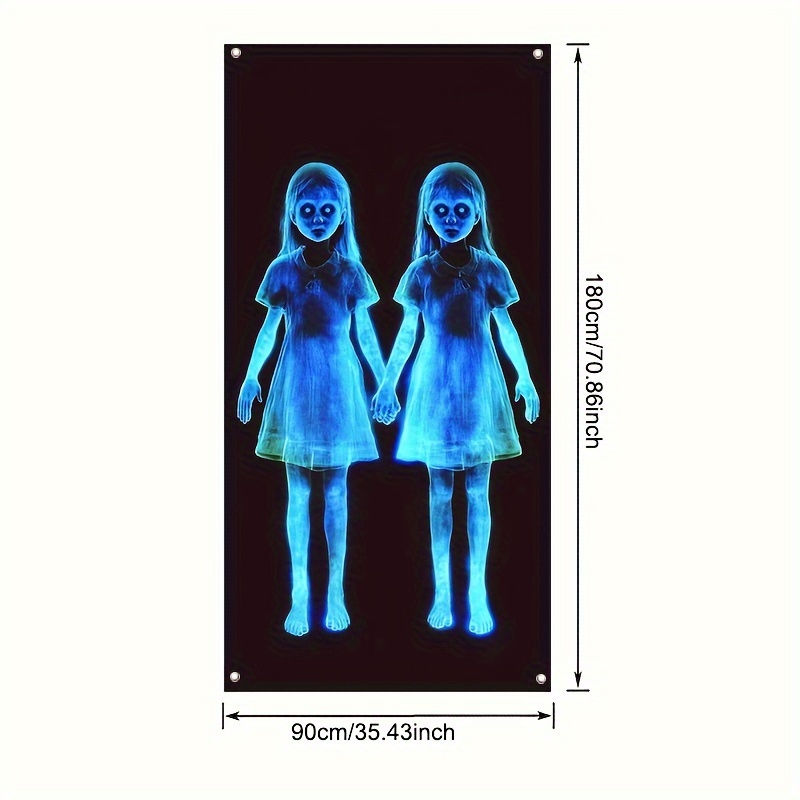 Thumbnail: 35x70in 2D horror gothic haunted house decoration Halloween door hanging cloth,