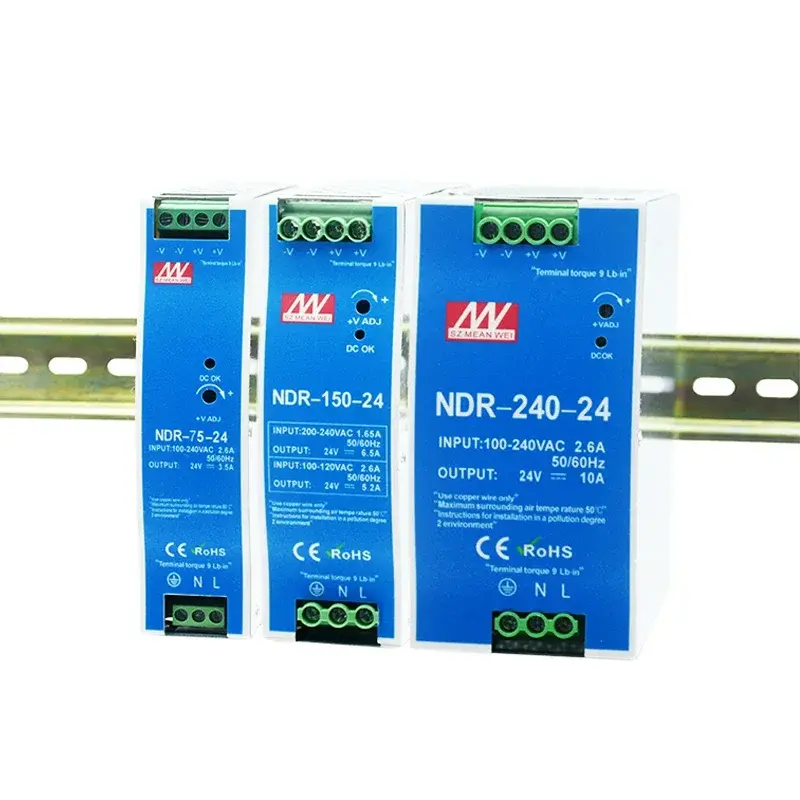 Thumbnail: Rail Mounted Power Supply NDR AC 90-264V Input 12V/24V/48V Output DC 75W/120W/15