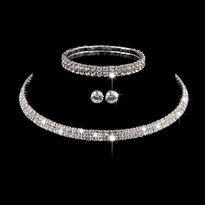 Thumbnail: Fashion Crystal Bride Jewelry Set Rhinestone Silver-plated Wedding Dress Banquet