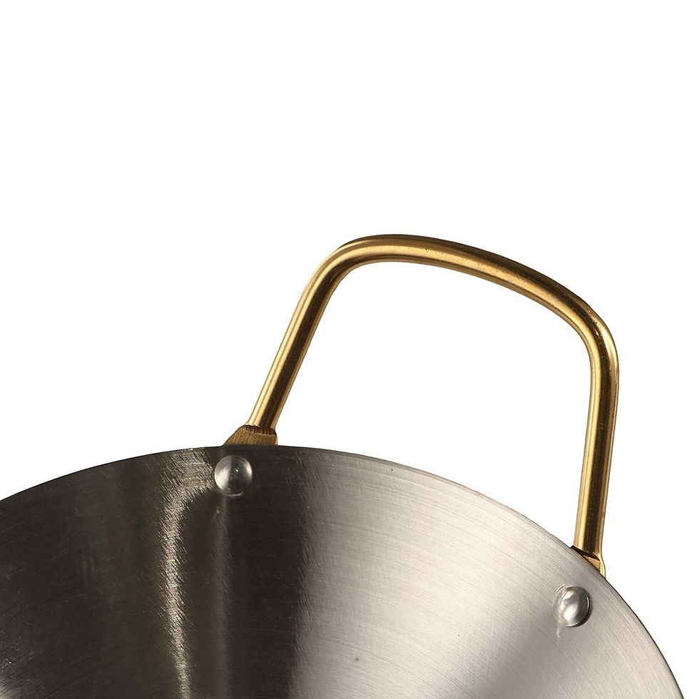 Thumbnail: Hot Pot Stainless Steel Dry Pots Round Bottom with Two Golden Handles Soup Pan K