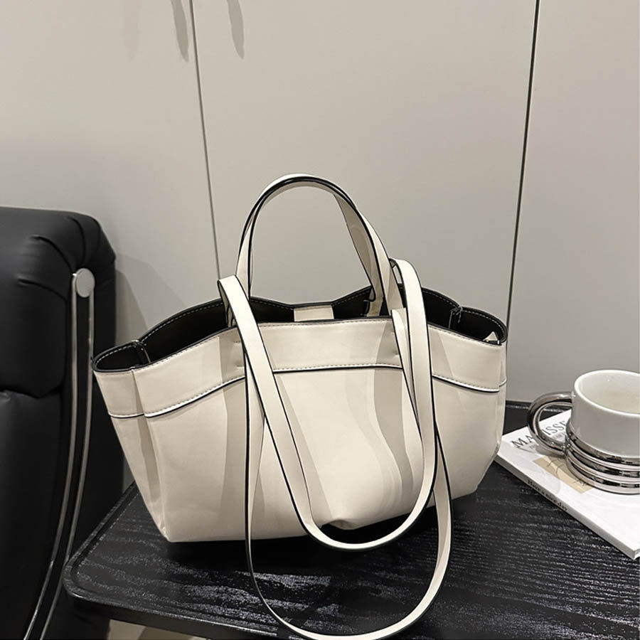 Thumbnail: Women Tote Bag Underarm Bag Large Capacity PU Leather Shoulder Bags Vintage Soli