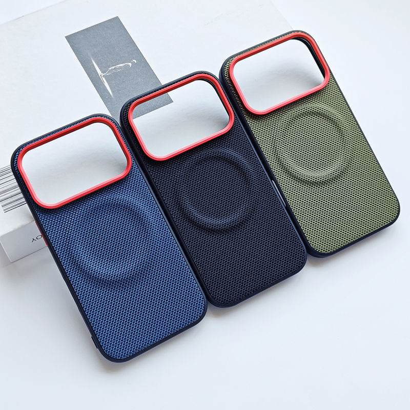 Thumbnail: For iPhone 17 Pro Max 17 Air Case Luxury Magnetic Soft TPU+Nylon Woven Leather B