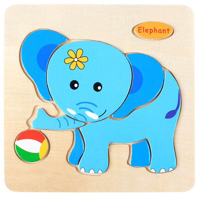 Thumbnail: Baby Toys Wooden 3D Puzzle Cartoon Animal Vehicle Wood Jigsaw Puzzles Intelligen