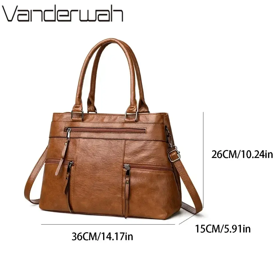 Thumbnail: Elegant Handbag for Women High Quality Leather Top-Handle Bags Purse Ladies Shou