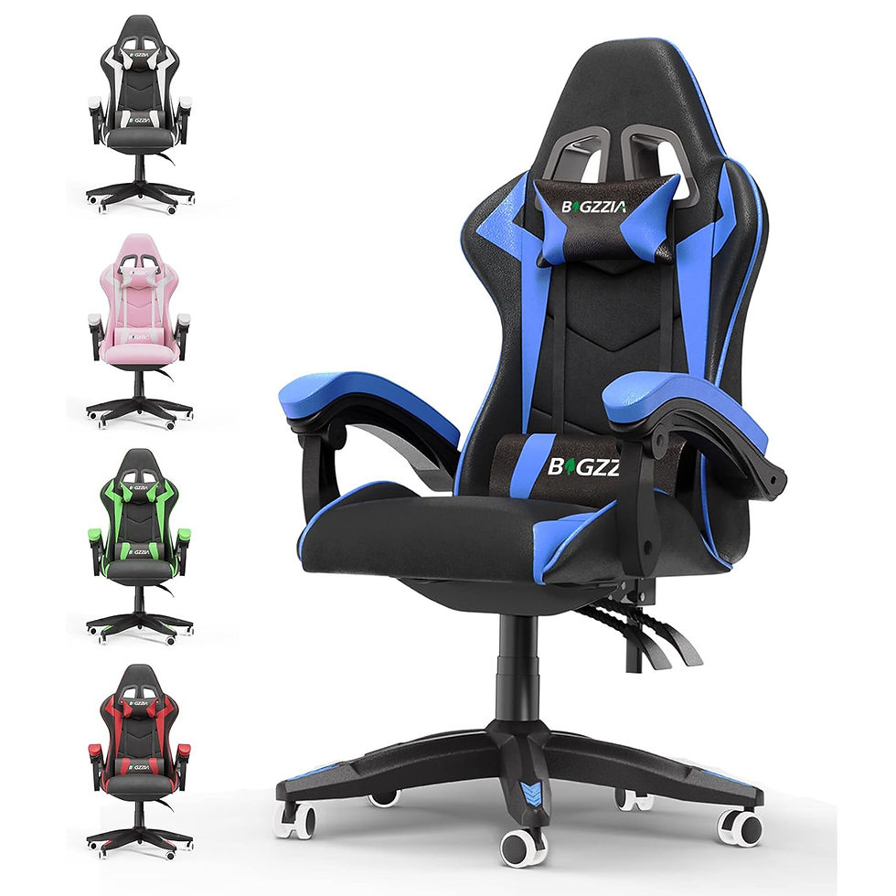 Thumbnail: Ergonomic Gaming Chair Gamer Chairs with Lumbar Cushion + Headrest, Height-Adjus
