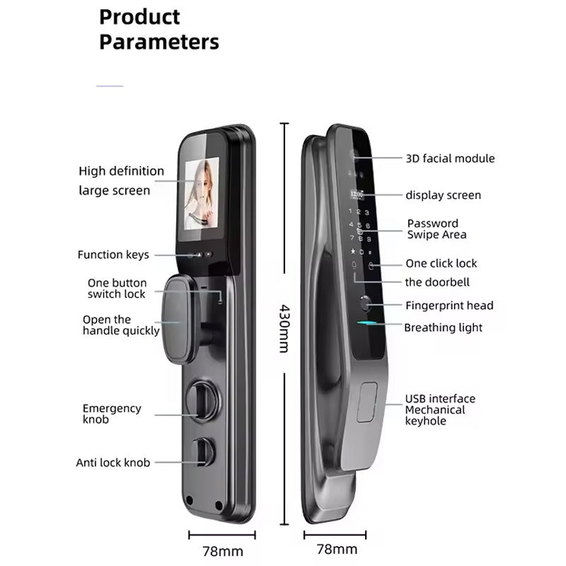 Thumbnail: HX5 Smart Door Lock 3D Face Recognition Smart Home Door Lock WiFi Digital Electr