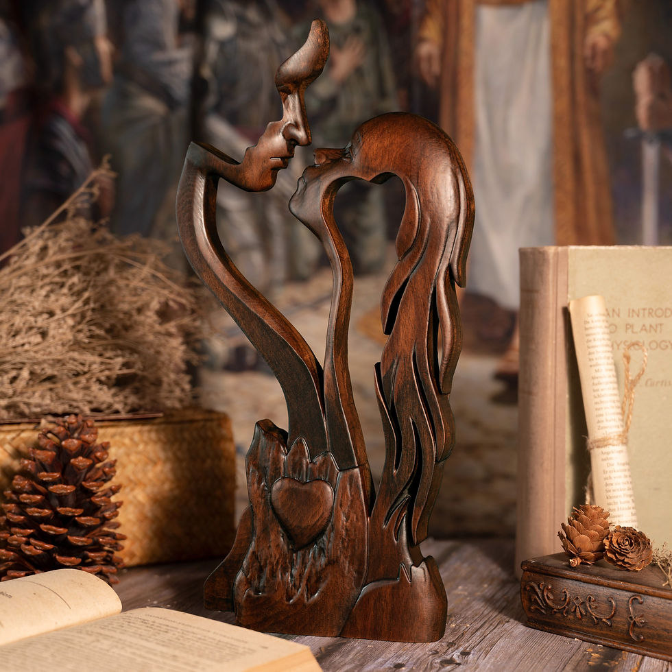 Thumbnail: Eternal Love Home Decor Wooden Decor, Tabletop Sculpture, Couple Kissing Love Ar