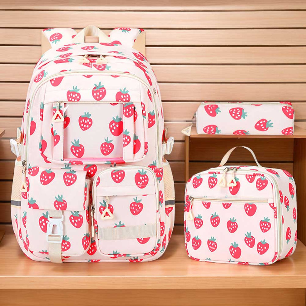 Thumbnail: 3 Pcs Set Kids School Bookbag with Lunch Bag Pencil Case Lightweight School Back