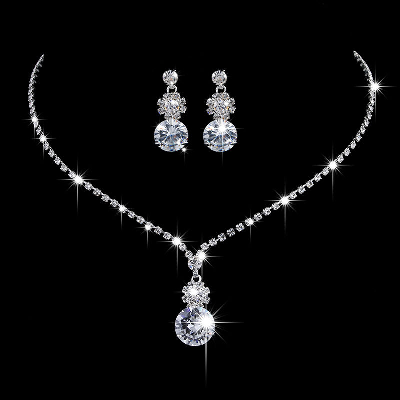 Thumbnail: Fashion Crystal Bride Jewelry Set Rhinestone Silver-plated Wedding Dress Banquet