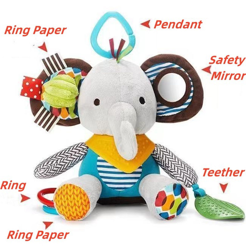 Thumbnail: Montessori Baby Toys Kawaii Soft Plush Dolls Animal Strollers Pendant Toys for N