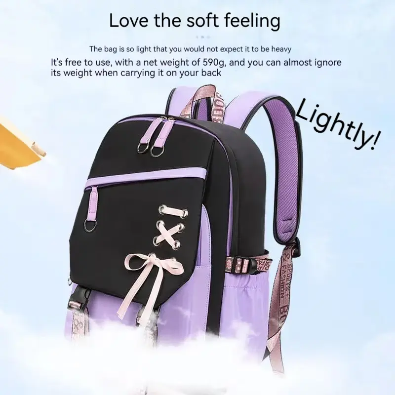 Thumbnail: Teenagers Cute Schoolbag Shoulder Backpack Nylon Fabric Girls, Large Capacity Sp