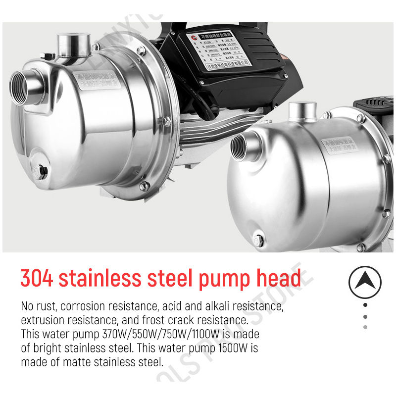 Thumbnail: Household Fully Automatic Water Pump 370W-1500W Self-Priming Stainless Steel Sil