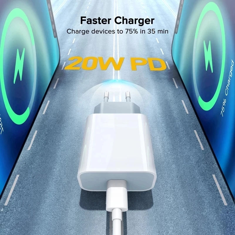 Thumbnail: PD Charger 20W Fast Charging USB C Charger For iPhone 15 14 13 Pro Max Mini X XS