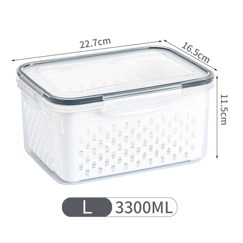 Thumbnail: Transparent Fridge Food Storage Container Set with Lids with Strainer Kitchen St