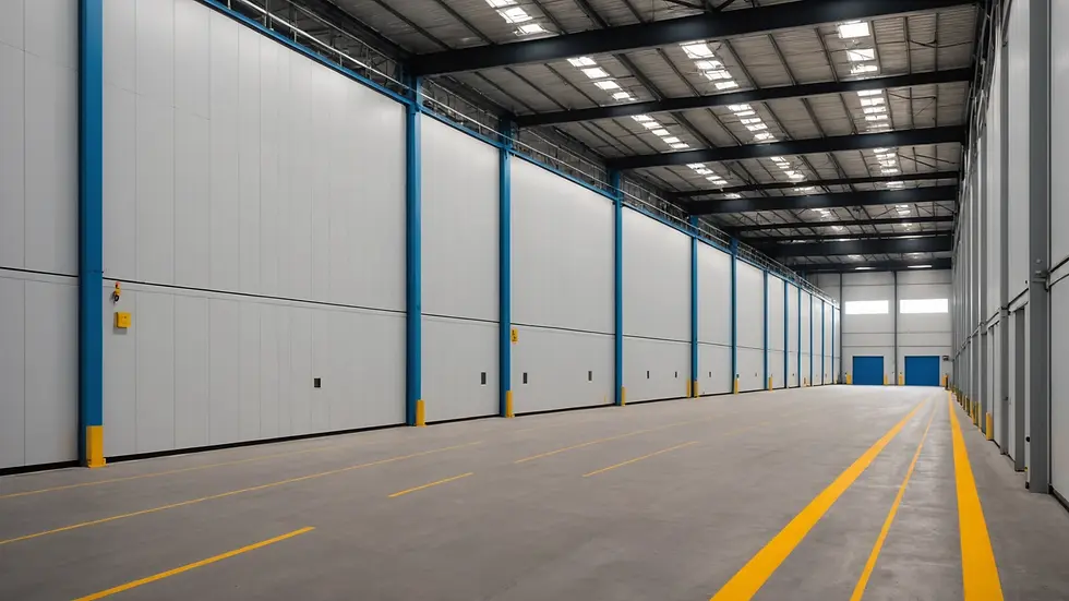 Close-up view of walls of a prefabricated distribution center