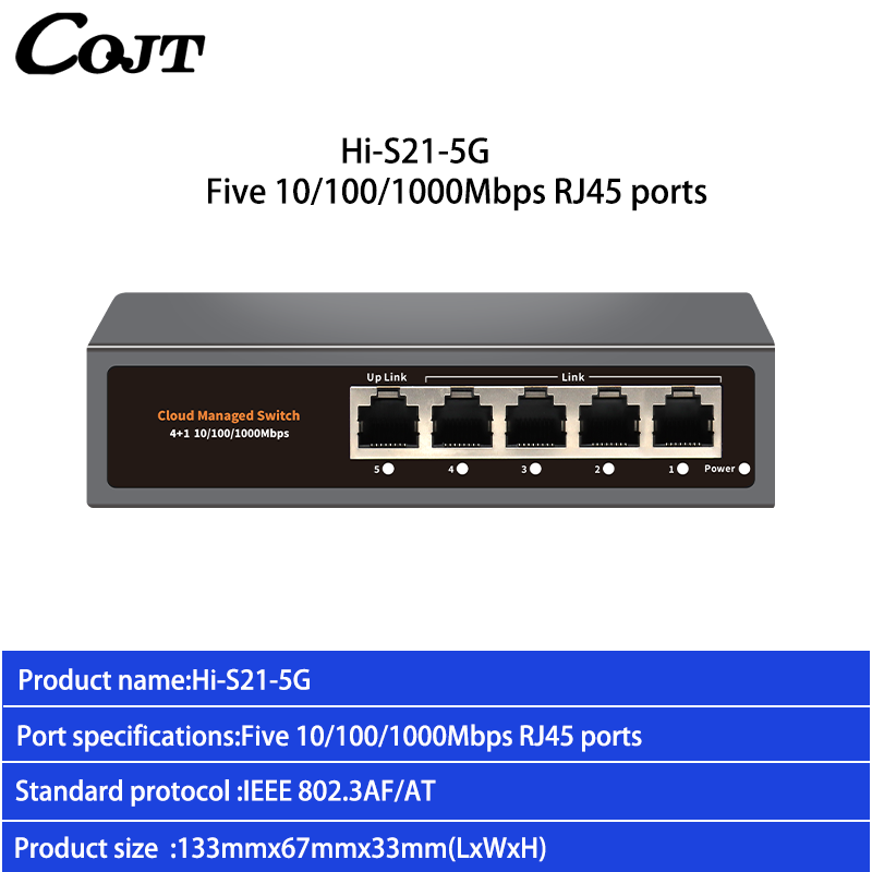 Thumbnail: WEB/APP Cloud Managed Gigabit Ethernet Network Switch 5 Port 100/1000Mbps Switch
