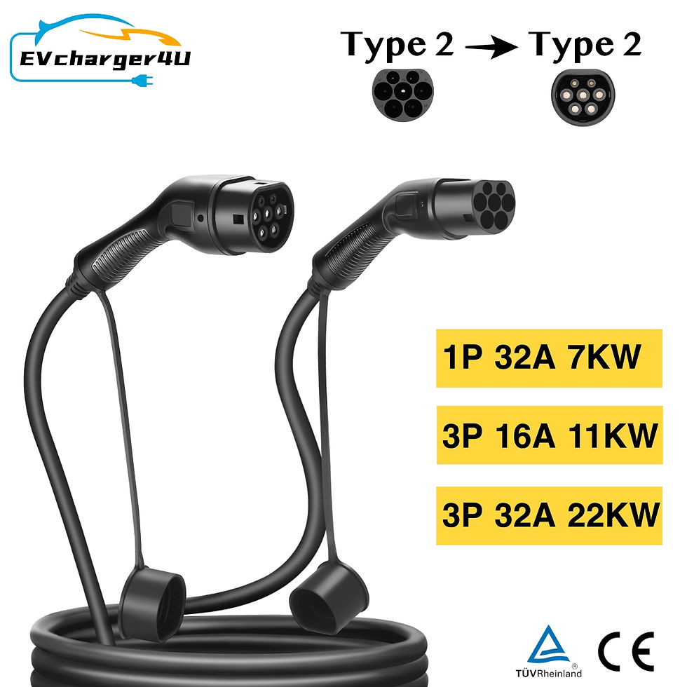 Thumbnail: EVcharger4U IEC62196 EV Charging Cable Type 2 1Phase/3Phase 16A/32A 7KW/11KW/22K