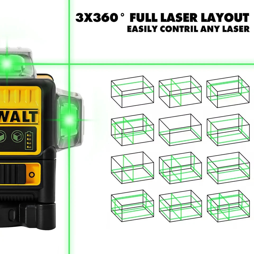 Thumbnail: DEWALT DW089LG 12V Laser Level Self Levelling 12 Line 3 Sides*360 Degree Self-Le