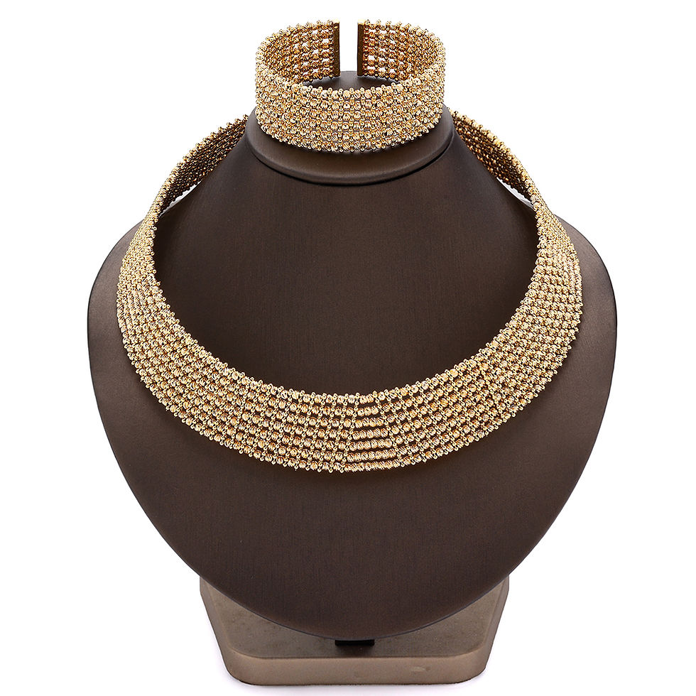 Thumbnail: Dubai Wedding Bridal Full Jewelry Sets For Women Party Luxury Nigeria Gold Plate