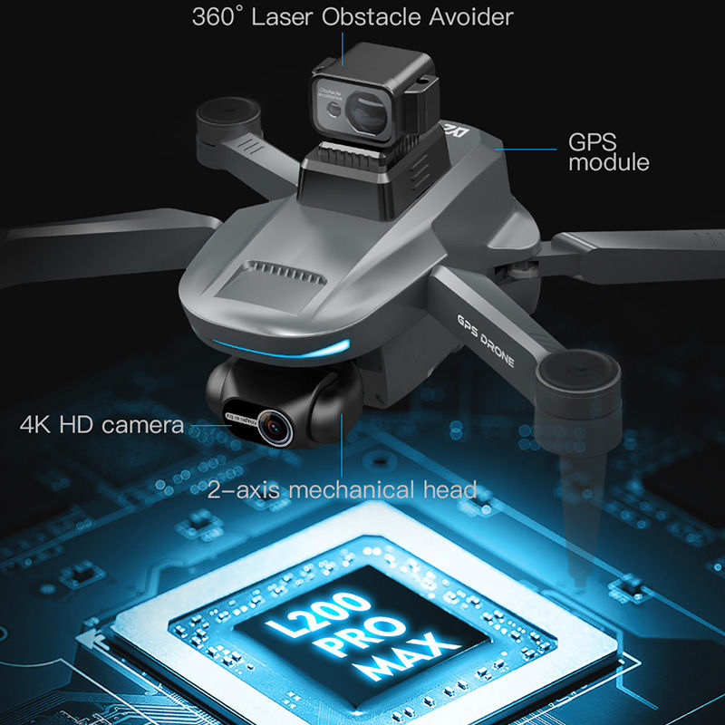 Thumbnail: Drone L200 PRO MAX GPS with 2-axis Gimbal Professional Anti-shake 4K HD Camera F