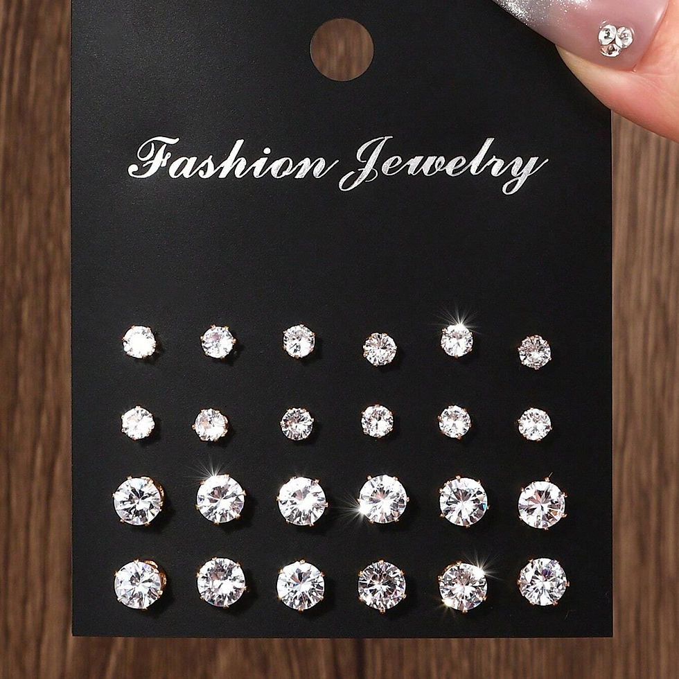 Thumbnail: 12 Pairs Of Luxurious, Simple, Shiny, And Caring Zirconia Decorative Earrings Ar