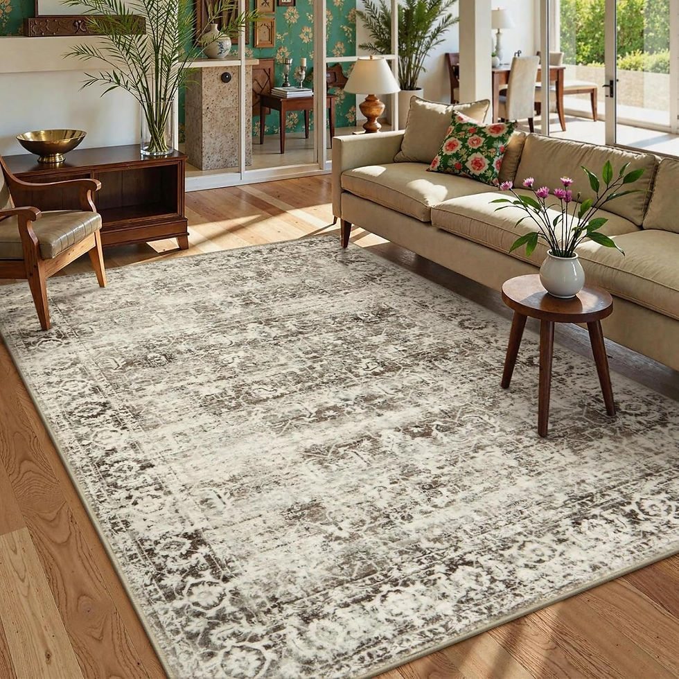 Thumbnail: Living Room Soft Large Rugs for Bedroom, Boho Black Dining Room Rug, Distressed