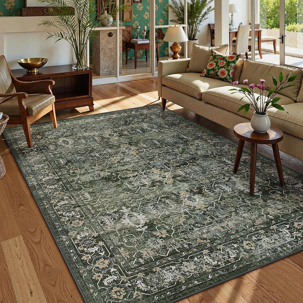 Thumbnail: Living Room Soft Large Rugs for Bedroom, Boho Black Dining Room Rug, Distressed