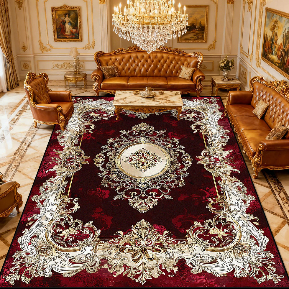 Thumbnail: European Red Rugs Living Room Home Decoration Luxury Bedroom Carpet Washable Fol