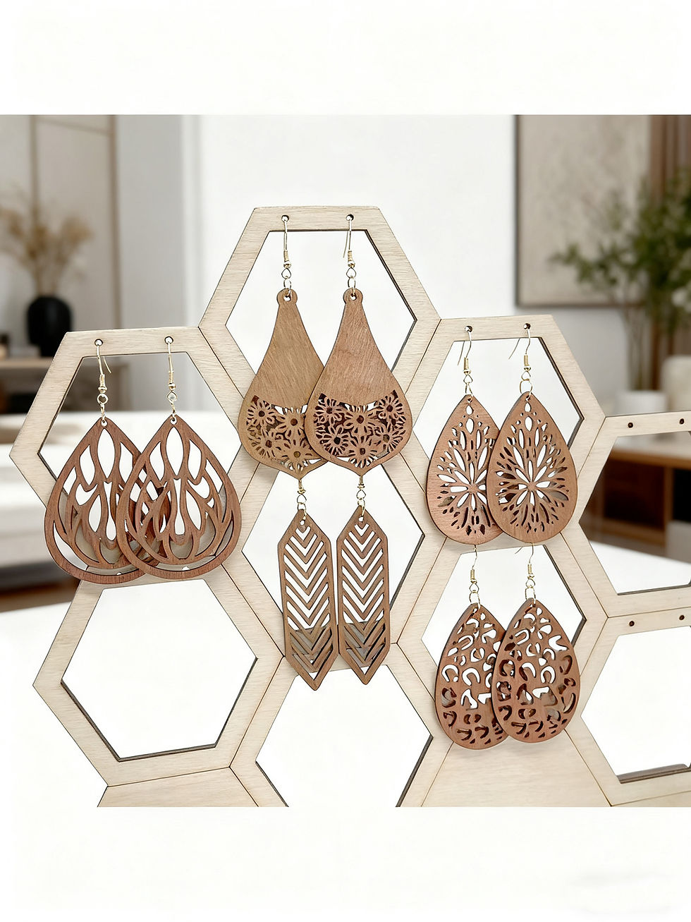 Thumbnail: 5 Pairs/Set, Bohemian Ear Ring Set - Exquisite Hollow Design Vintage Women's Ear