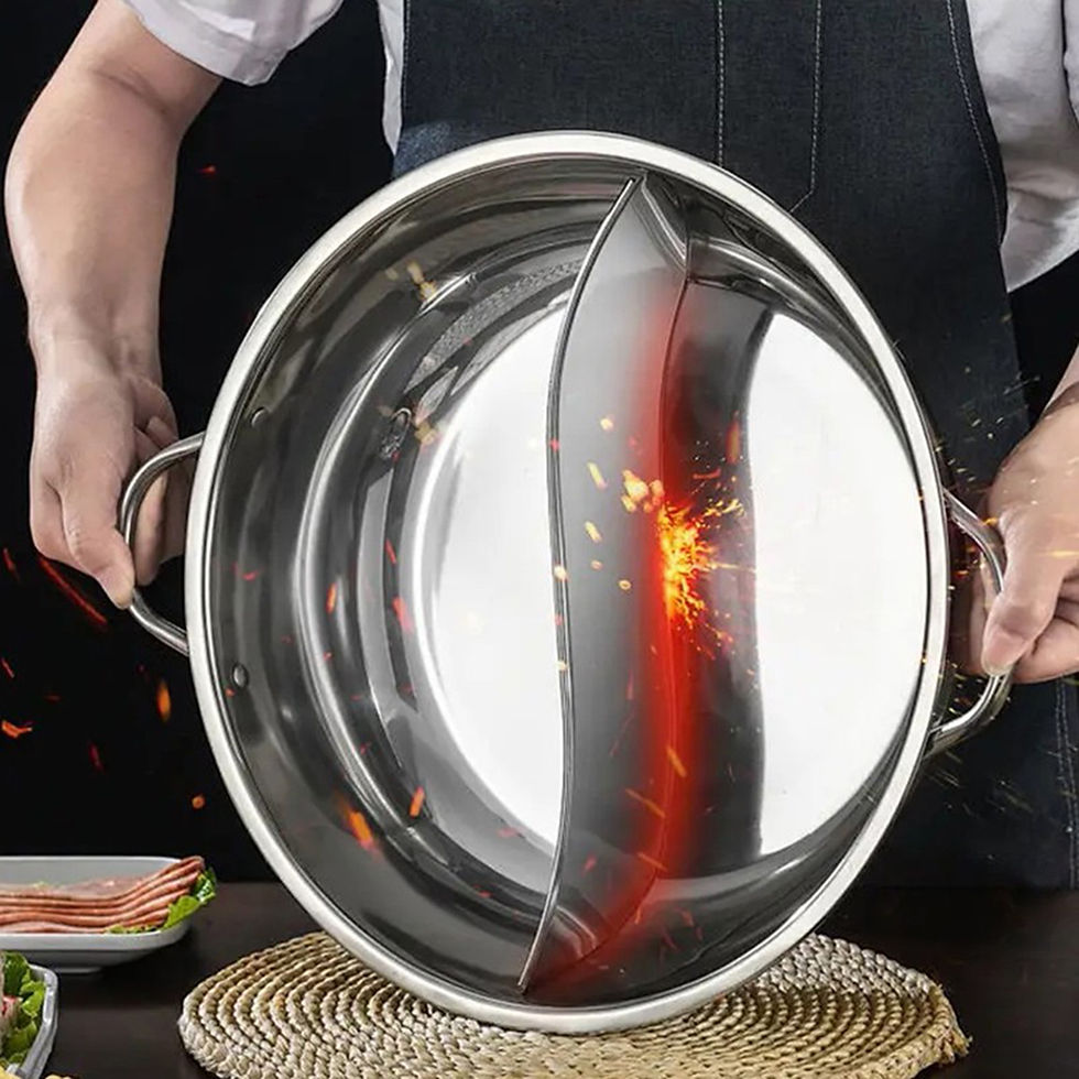 Thumbnail: 30cm Twin Divided Hot Pot Stainless Steel Hotpot Kitchen Cooker Home Cooking Coo