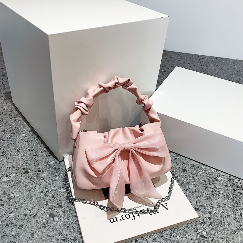 Thumbnail: Fashion Versatile Retro Handbags for Women Girl's Sweet Bow Single Shoulder Bag