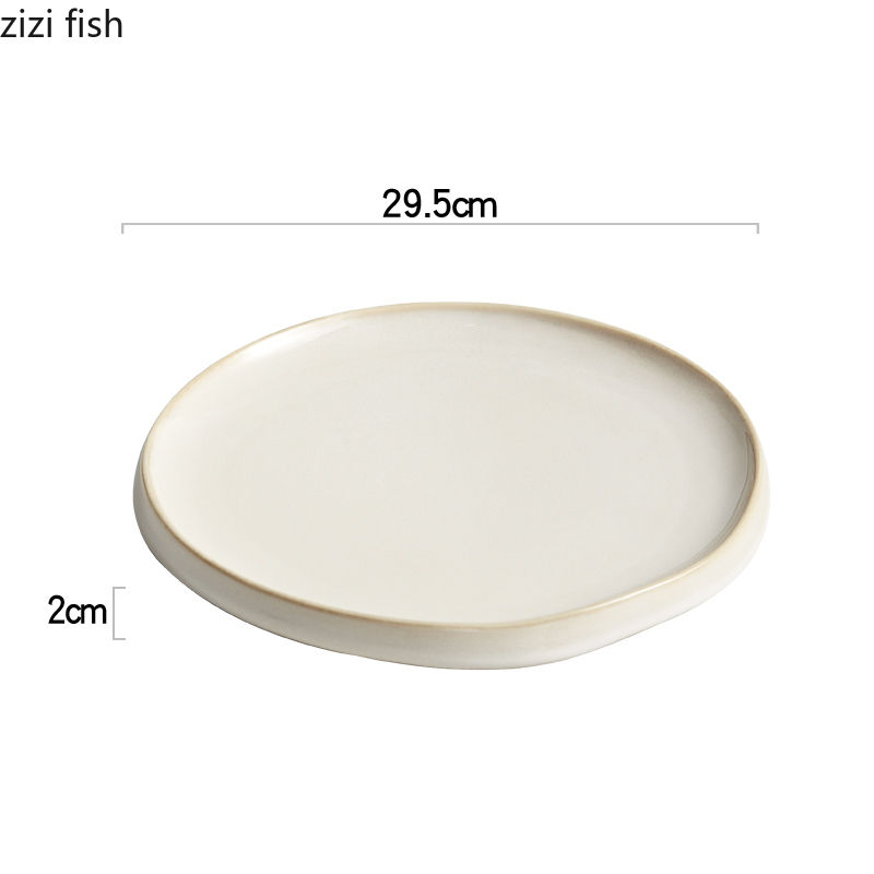 Thumbnail: Simple Ceramic Dinner Plates Round Pasta Steak Plate Restaurant Solid Color Crea
