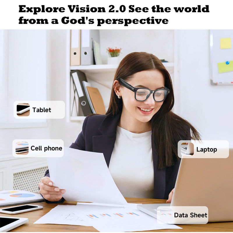 Thumbnail: Smart Glasses With 8M HD camera 1200P anti-shake HD video AI intelligent voice a