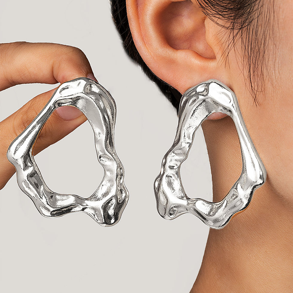 Thumbnail: 1 pair of exaggerated personality, irregular geometric rings, pounding patterns,