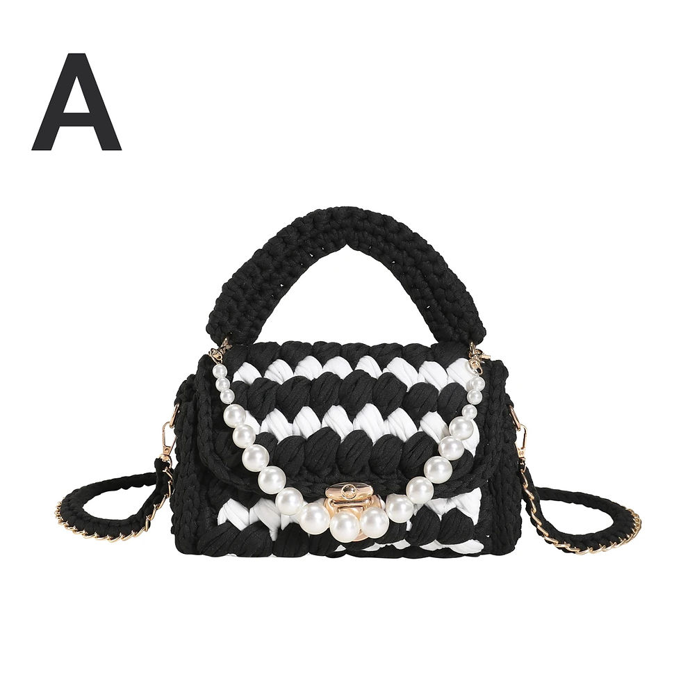Thumbnail: Women Handbag Woven Bag Knitted Shoulder Bag Chunky Knit Bag Crochet Top Handle