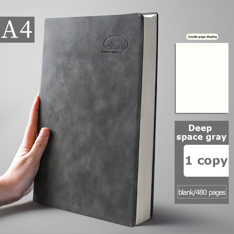 Thumbnail: Notebook A4 Thickened Large Business Grid Blank Grid Diary Book University Stude