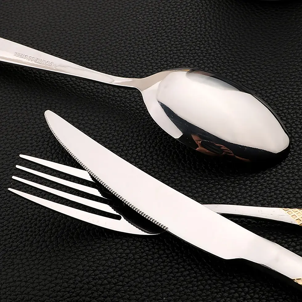 Thumbnail: 30pcs Cutlery Sets Stainless Steel Tableware Set Knife Fork Spoon Flatware Weste