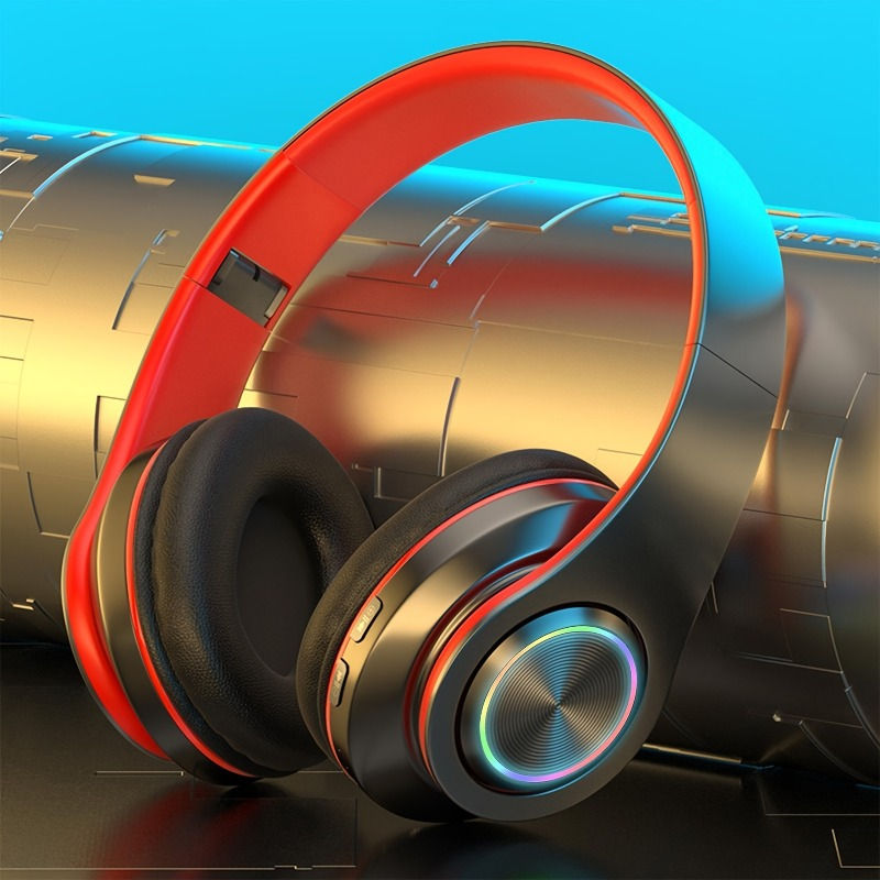 Thumbnail: Wireless Over Ear Headphones - Active Noise Canceling, Deep Bass, LED Light, Por