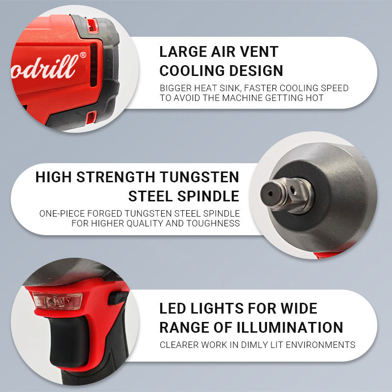 Thumbnail: For Milwaukee Battery PIN 1/2 Inch Brushless Electric Impact Wrench 1500N.m Cord